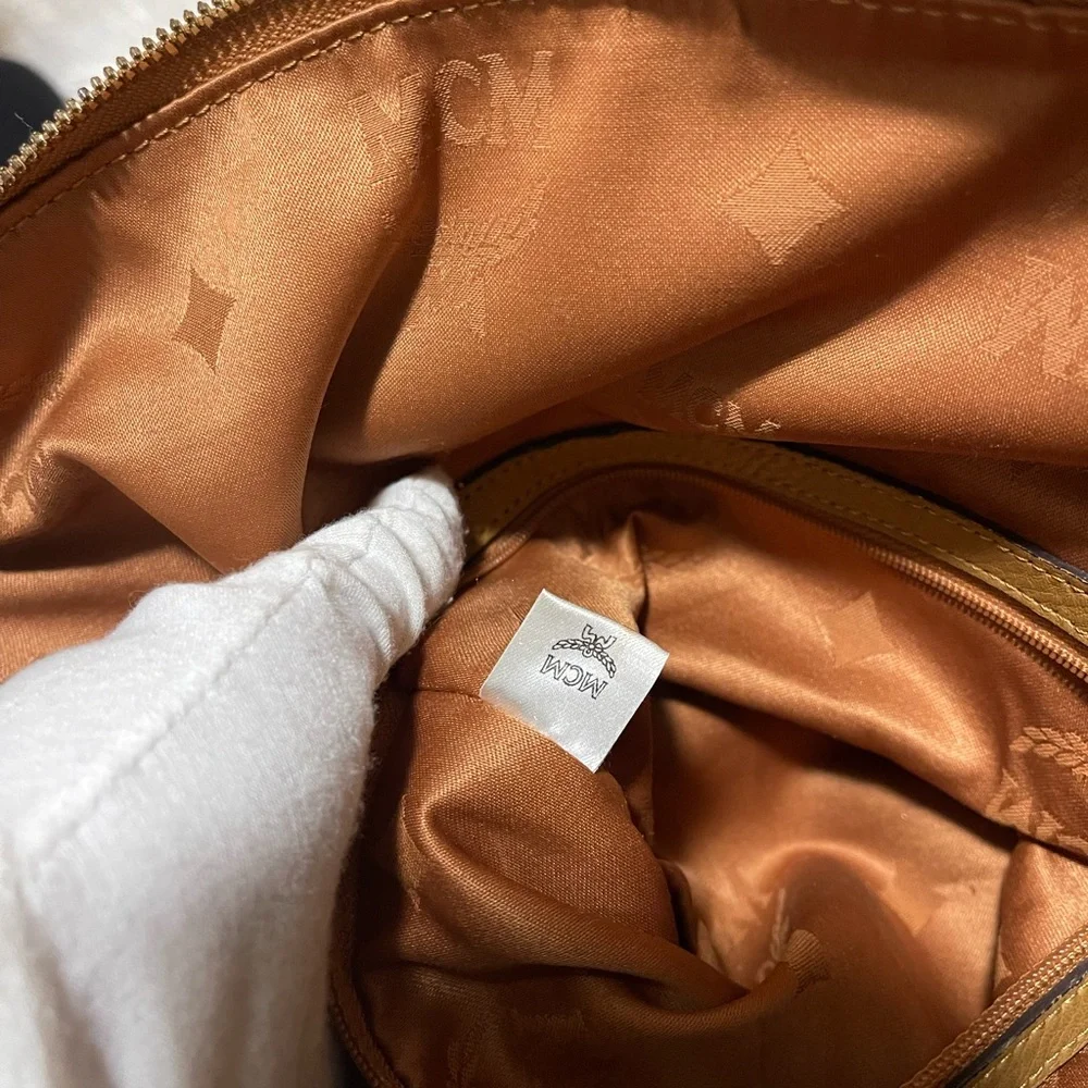 MCM Cognac/Black Visetos Logo Tote Shoulder Bag